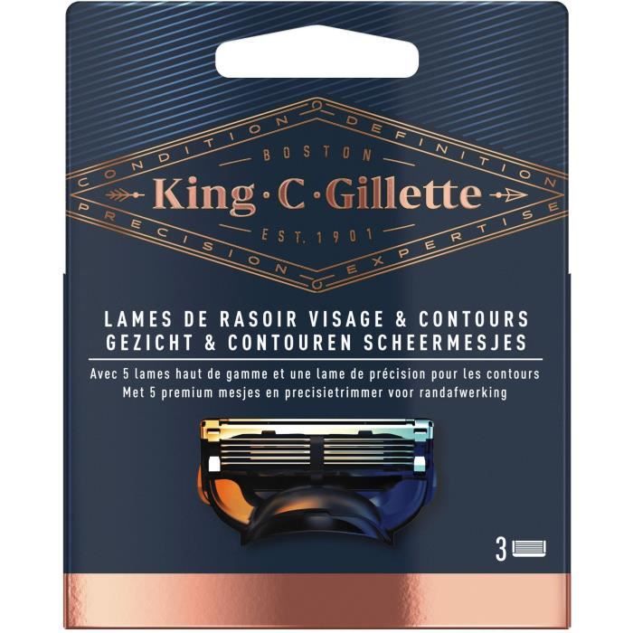 KING C. GILLETTE Lames de rasoir, rasage et contours x3 - Cdiscount Au ...