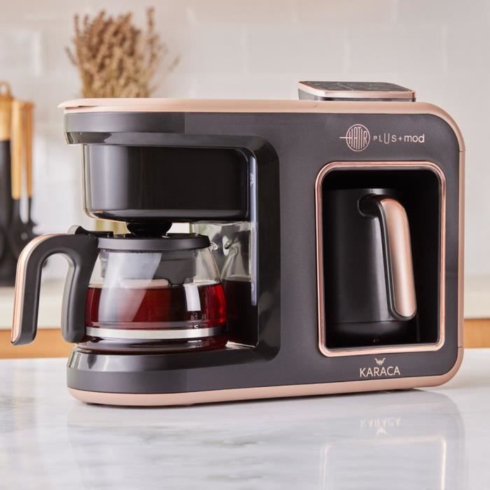 Machine à café expresso entièrement automatique Karaca Hatir Plus Mod 5 en 1, 1385W, rose et marron