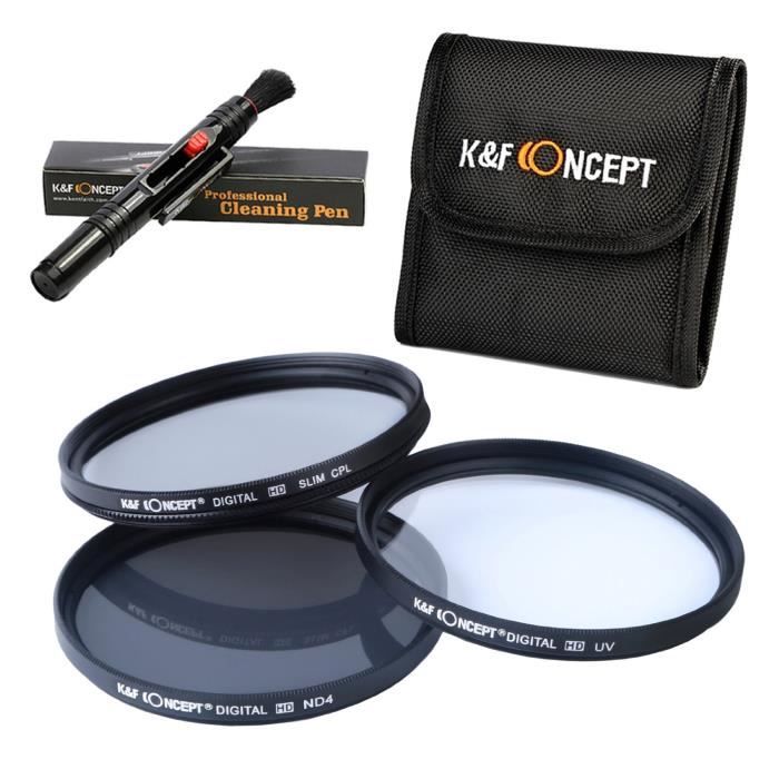 k f concept 77mm uv cpl nd4 lentille kit de filtre polarisant filtres a densite neutre stylo de nettoyage pochette filtre cdiscount appareil photo