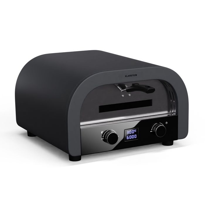 Four à Pizza Extérieur Klarstein Diavolo Napoletana - Cuisson Bois/charbon, Pierre Incluse, Thermomètre, Jusqu'à 500°C - Noir Inox