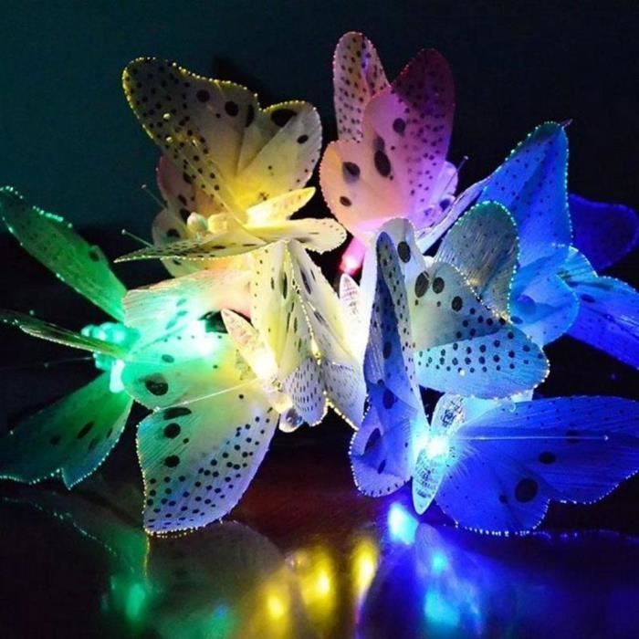 Guirlande Lumineuse Solaire Papillon - 5 M, 20 LED, 8 Modes, étanche, Pour Jardin, Terrasse, Décoration