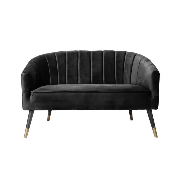 canapé 2 places en velours noir - style art déco - leitmotiv