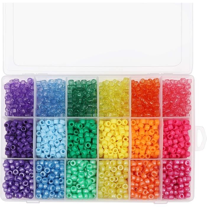 Perle Et Assortiment - Limics24 - Perles Plastiques Multicolores Boite Rangement (2300 Pony) Acrylique Mm