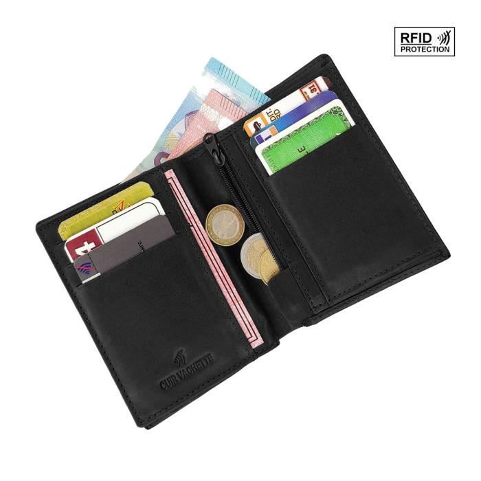 Portefeuille Homme Slim En Cuir Véritable - RFID - Design Compact & Organisé - Marron