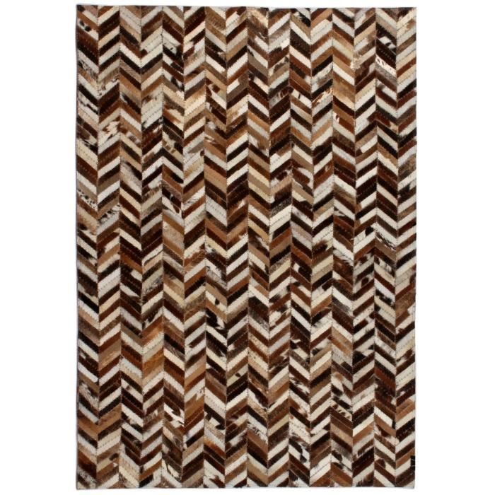 Tapis en Cuir Gris, Souple Fait main, Tapis Peau de vache Patchwork