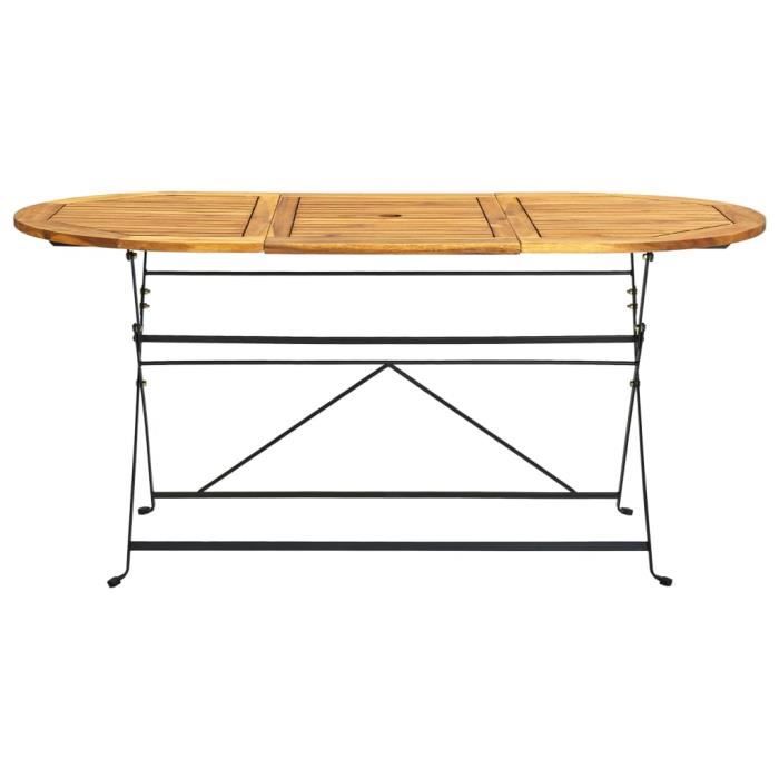 Table de jardin Ovale - Mothiness - Simplicité - Jaune - bois d'acacia massif, acier - 160 x 85 x 74 cm(L x l x H) ly1011 Mothinesst