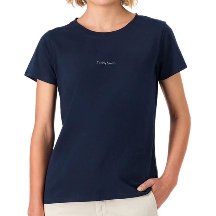 T shirt Marine Femme Teddy Smith Ribelle Bleu Cdiscount Pr t