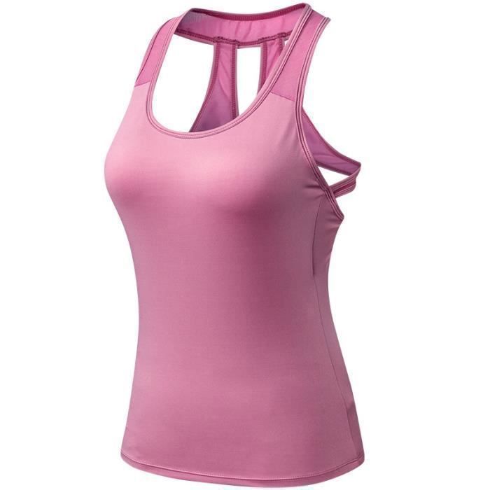 Débardeur De Sport Femme Sans Manches - Dos Nageur - Tissu Respirant élastique - Pour Fitness, Yoga, Running - Tailles S à XXL - Lavage Main Recommandé