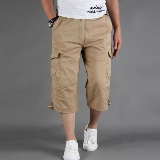 Short Short Cargo Long en coton pour homme pantalon Capri multi