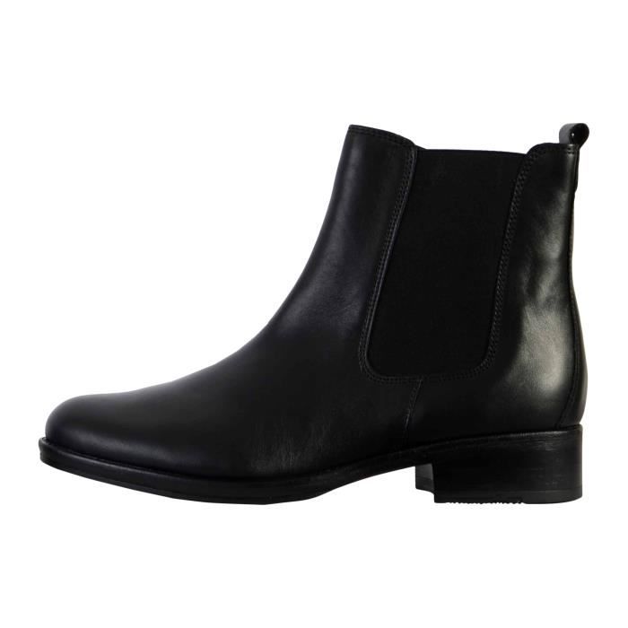 Bottines Femme Gabor Foulardc Noir Cuir Fermeture Zip Talons