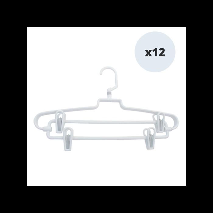 MSV Lot de 12 cintres multi pinces pour pantalon ou jupe Blanc