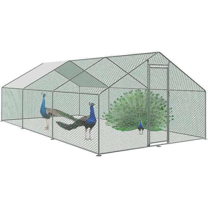 NAIZY Poulailler poulailler enclos poulailler toit poulailler poulailler poulailler poulailler poulailler cage à oiseaux cage cage à petits animaux cage en acier galvanisé 3 x 4 x 2 m 