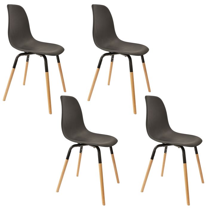 Lot de 4 Chaises - HOME DECO FACTORY - Phenix - Scandinaves - Marron et Noir