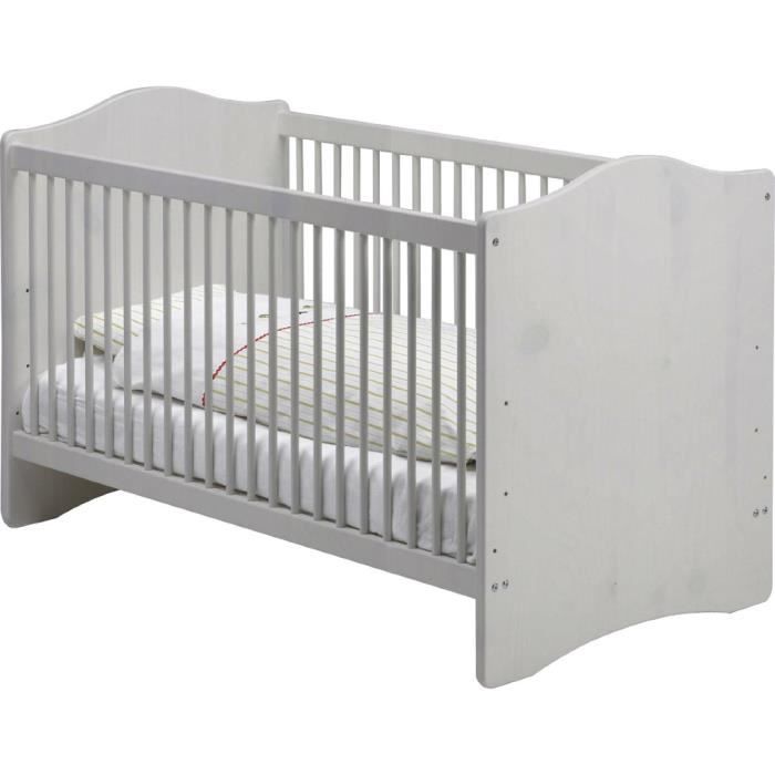 Lit Pour Bebe En Pin Massif Blanc Dim 140 X 78 X 90 Cm Cdiscount Maison