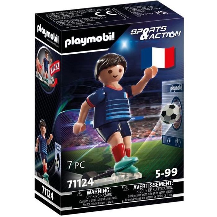PLAYMOBIL - 71124 - Joueur de football Français B - Avec cage de but et  ballon - Cdiscount Jeux - Jouets