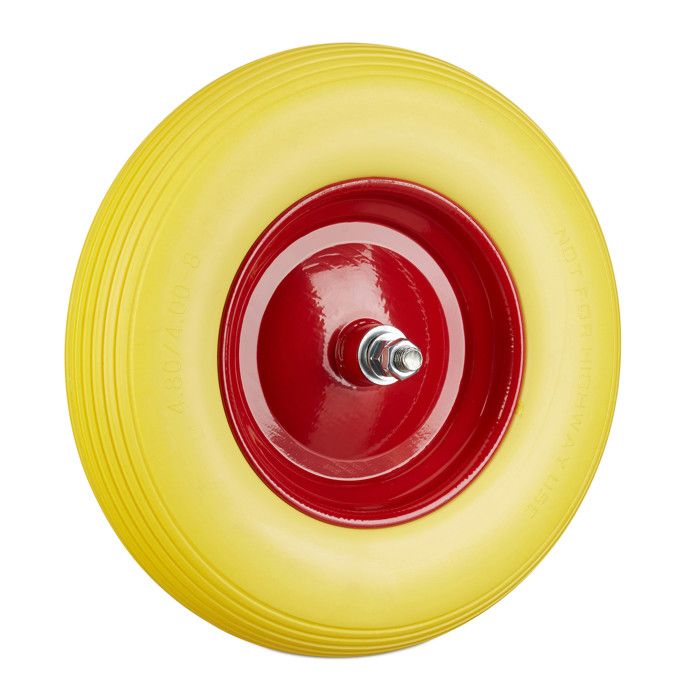 Lot De 2 Roues De Brouette En Polyuréthane Anti-Crevaison 392 Mm - Confort Pneumatique Sans Entretien - Noir