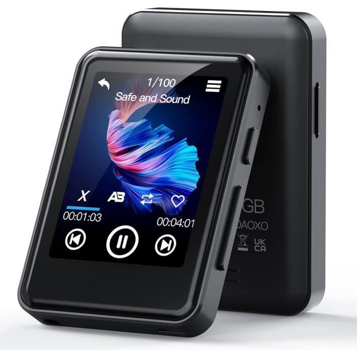 Lecteur MP3 Bluetooth 5.3 32 Go – Écran Tactile 2.8" – HiFi Perte Zéro – Radio FM, Enregistreur, E-Book – Batterie 40h