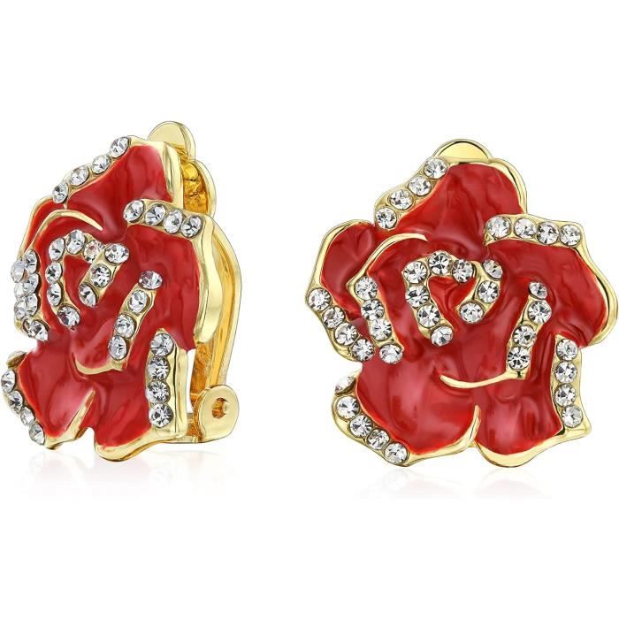 Clips boucles d’oreilles vintage 90’s émail noir rouge