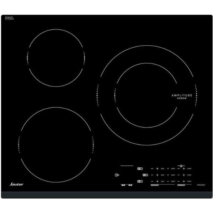 Sauter SPI4368B Table de cuisson à induction 3 plaques de cuisson Niche largeur : 56 cm profondeur : 49 cm avec avant biseauté - vue 2