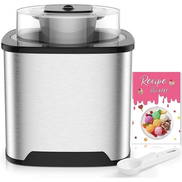 Sorbetière électrique 2L - Machine à Glace En Acier Inoxydable - Pour Glaces, Sorbets Et Yaourts Glacés Maison