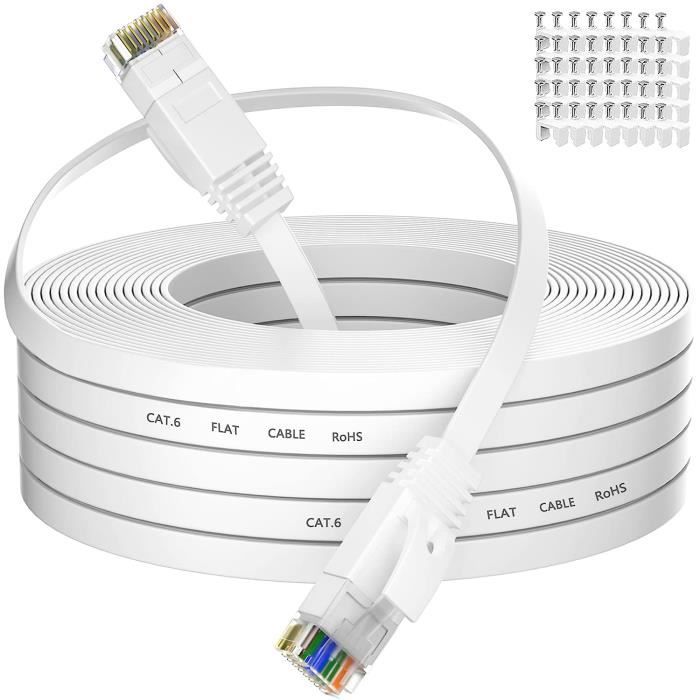 Cable Ethernet 5m, Cat6 Cable RJ45 5m Haut Débit Fibre Cable Internet, FTP Blindé Câble réseau 550MHz Gigabit Cable LAN Compatible avec Cat5e/Cat5, Long Cable Patch pour Switch Routeur Modem