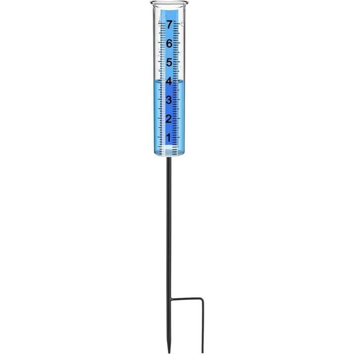 Pluviomètre Extérieur En Verre Avec échelle 17,8 Cm - Décoration Jardin Avec Support Et Piquet - 2