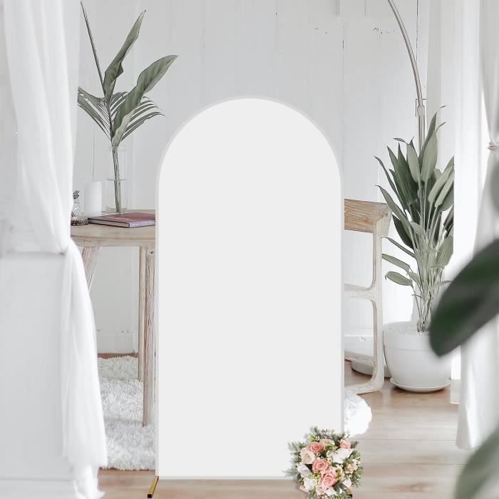 Toile De Fond Pour Arche De Mariage – 120x220 Cm, Double Face, Blanc | Décoration Élégante Pour Cérémonie, Anniversaire, Fête | Tissu Élasthanne Infroissable, Lavable Facilement