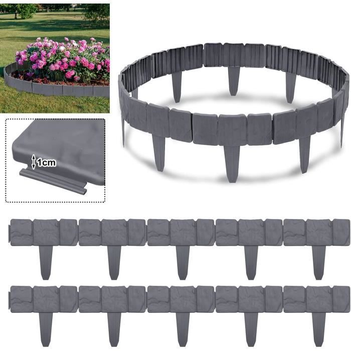 LARS360 Lot De 50 Bordures De Pelouse Aspect Rotin Avec 50