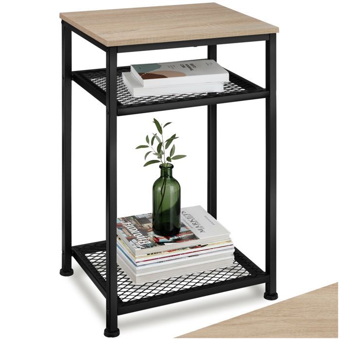 Table basse - TECTAKE - Table dappoint YORK style industriel 2 étages en bois MDF 455 x 36 x 755 cm - Bois clair/Chêne sonoma