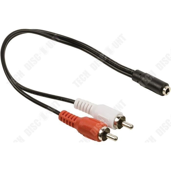 TD® Câble audio-RCA à deux mâles AV-APM-Câble 419004 Adaptateur 2 RCA male-Jack 3.5 mm femelle-cable et connectique-image-son