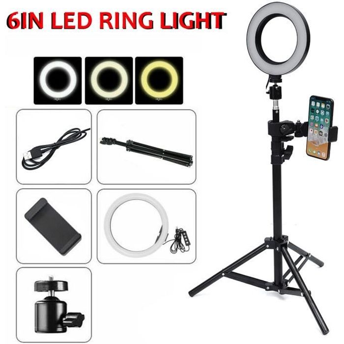 TEMPSA 115CM Lampe à Anneau Caméra Photo Vidéo Kit d'Eclairage Réglable + Support Trépied