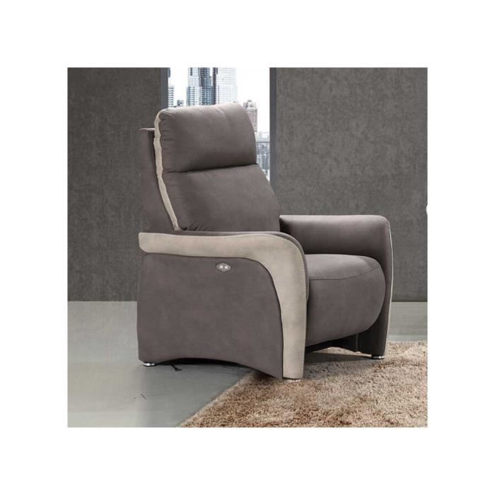 fauteuil relax electrique gris/gris clair - tito - l 83 x l 90 x h 112 cm