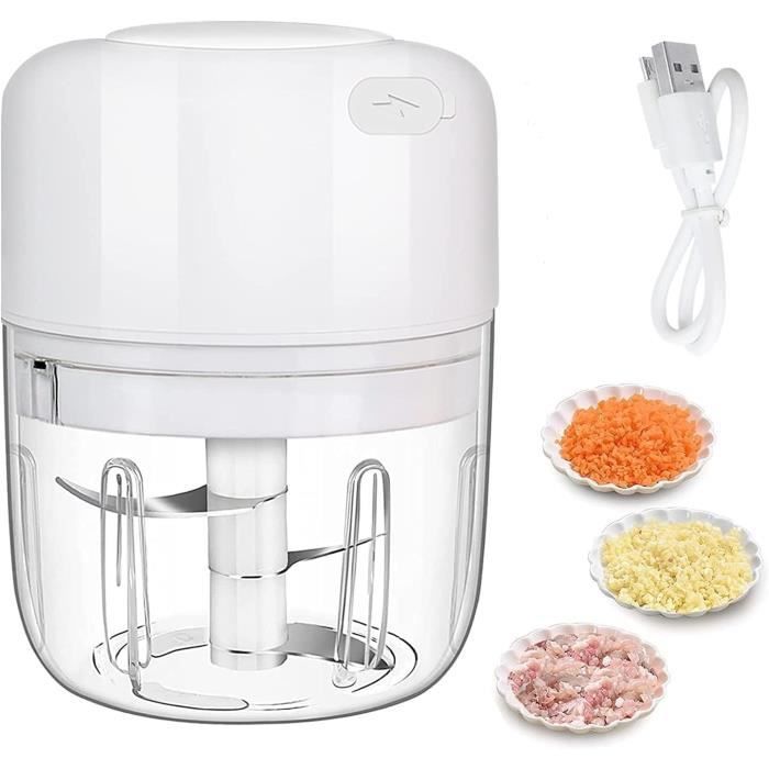 Hachoir Électrique Sans Fil USB - 320ml - 6 Lames Inox - Pour Ail, Légumes, Herbes