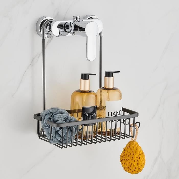 Étagère De Douche à Suspendre Sans Perçage - 3 Paniers, Blanc, Pour Porte De Douche En Verre