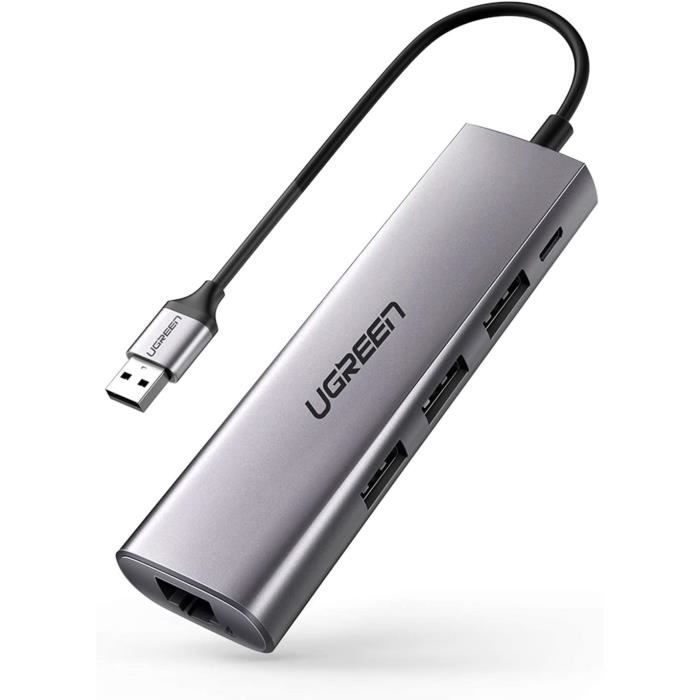 UGREEN Hub USB RJ45 Adaptateur 3 Ports USB 3.0 Ethernet Gigabit 1000 Mbps