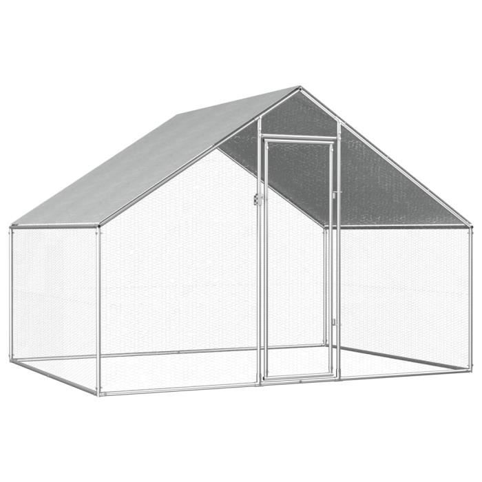 BEST""Clapier Enclos - Poulailler d'extérieur - 2,75 x 2 x 1,92 m - Acier galvanisé FR76107