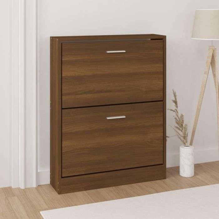 vidaXL Armoire à chaussures Chêne marron 59x17x81 cm Bois dingénierie 342541