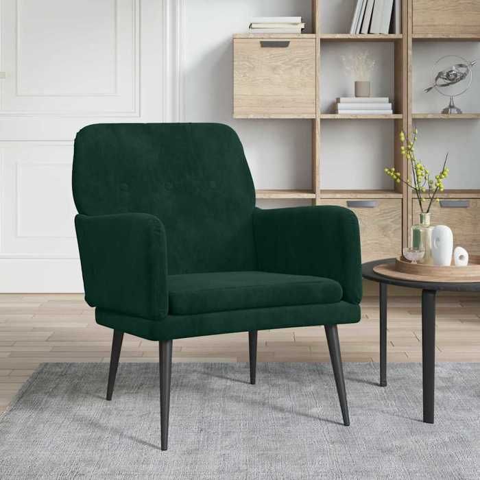 vidaXL Fauteuil Vert foncé 62x79x79 cm Velours 351406