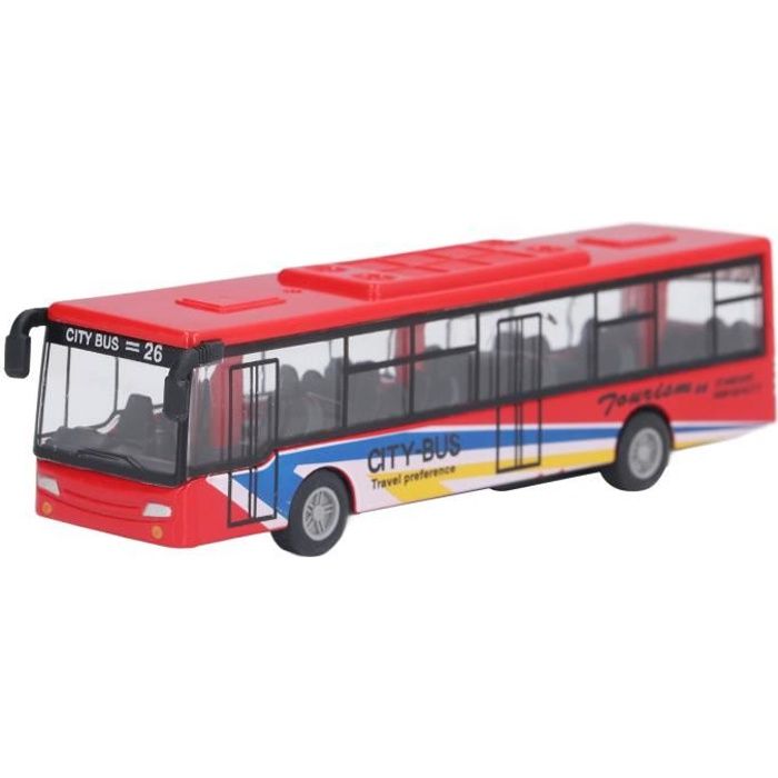 VINGVO Jouet modele d autobus Modele de bus jouet alliage rouge realiste vif petit modele de bus portable bus voiture ornement