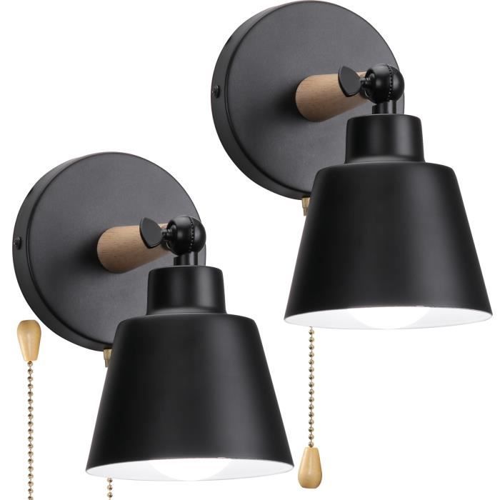 UNI Applique Mural Intérieur Design avec Interrupteur Lampe de Chevet Eclairage Décor Noir