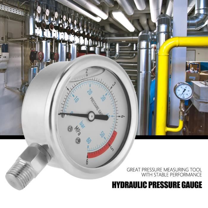 Manomètre Pression Air 0-60Bar / 0-6Mpa – Jauge Hydraulique 60mm Avec Raccord 1/4 NPT - 13