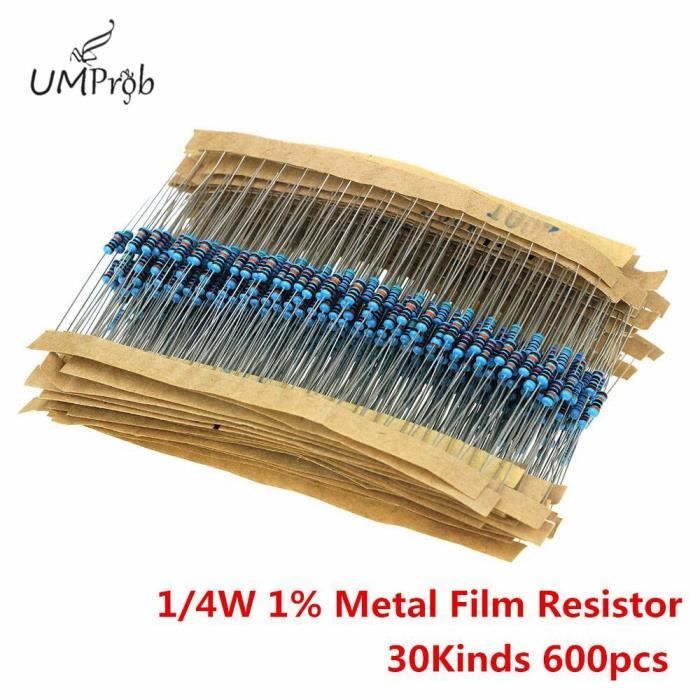 1 K -Pack de résistances en Film métallique 1% 1-4W, 1K 2K 4.7K 10K