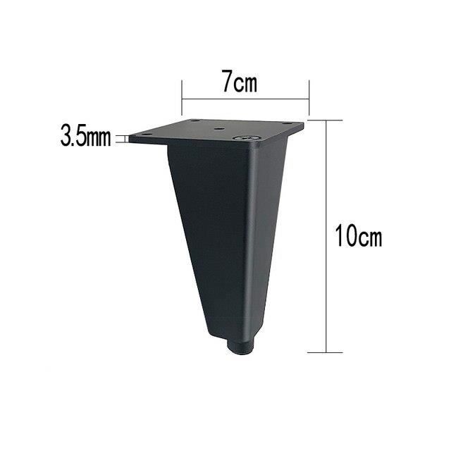 Lot De 4 Pieds De Meubles Métal DBREAKS - Forme Triangle, Noir, Hauteur 10 Cm - Capacité 150 Kg/pied