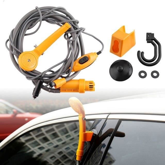 TOPWAY Douche Portable 12V - Kit Douche Camping Avec Pompe à Eau, Idéal Voiture, Caravane Et Extérieur