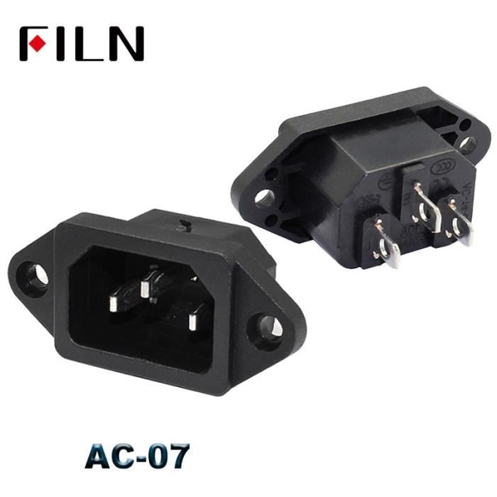 Interrupteur à Bascule En Laiton AC-01 AC-14-F16 - Prise électrique 250V 10A Avec Fusible - Pour Montage Sur Ordinateur Ou Tableau