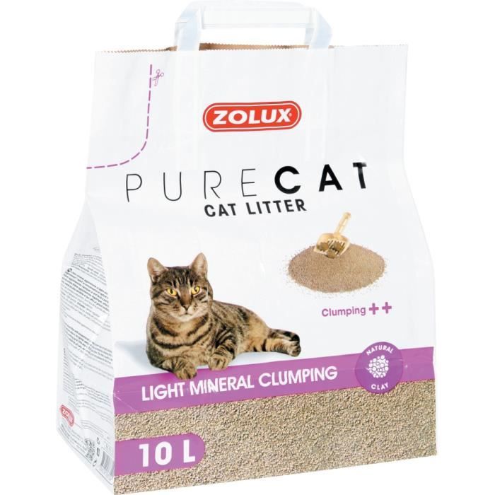 Litière minérale agglomérante pour chat - ZOLUX - 10 L - Agglomérante - Légère - Argile naturelle
