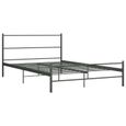 Cadre de lit en métal gris pour adulte - MOO - 160 x 200 cm - Lattes solides et confortables-1