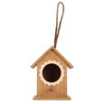 Mangeoire à oiseaux suspendue décorative pour nid d'oiseau en bois nichoir - nid habitat - couchage-1