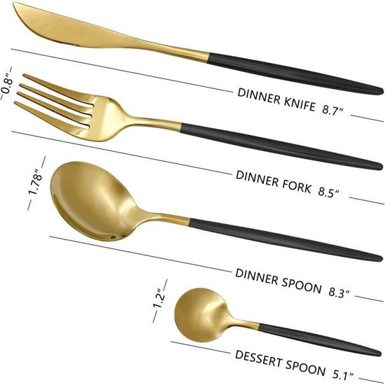 Soleebee Ensemble de couverts pour 8 personnes, 48 pièces en acier