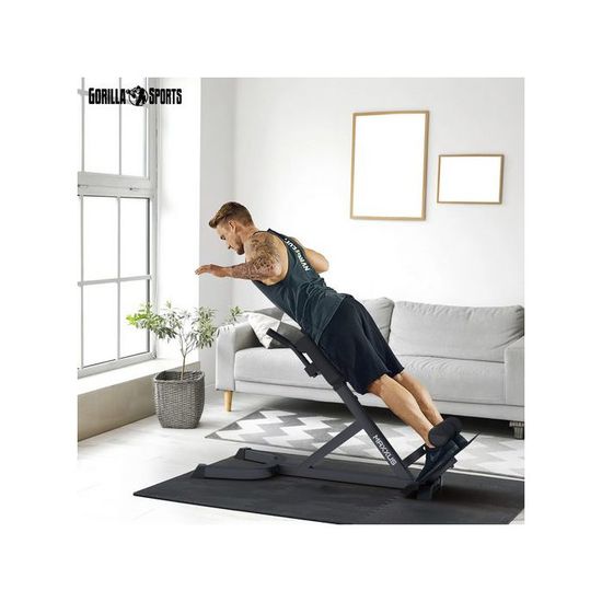 Banc D'hyperextension Pliable Pour Le Dos, Abdos Et Fessiers - Capacité 113 Kg - Acier Carbone Noir - Neuf